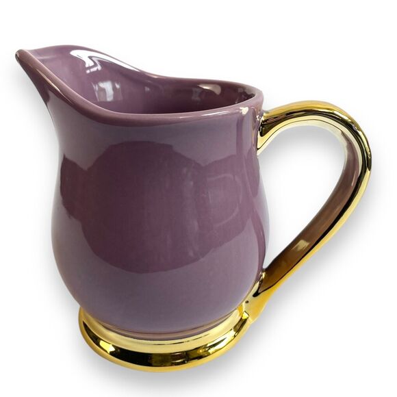 Ceramic Creamer Purple‎ W/ Gold Handle & Trim  Decanter Maximalist Mugs - Picture 3 of 8